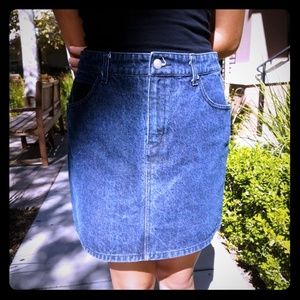 Armani Exchange jean skirt with black accents.